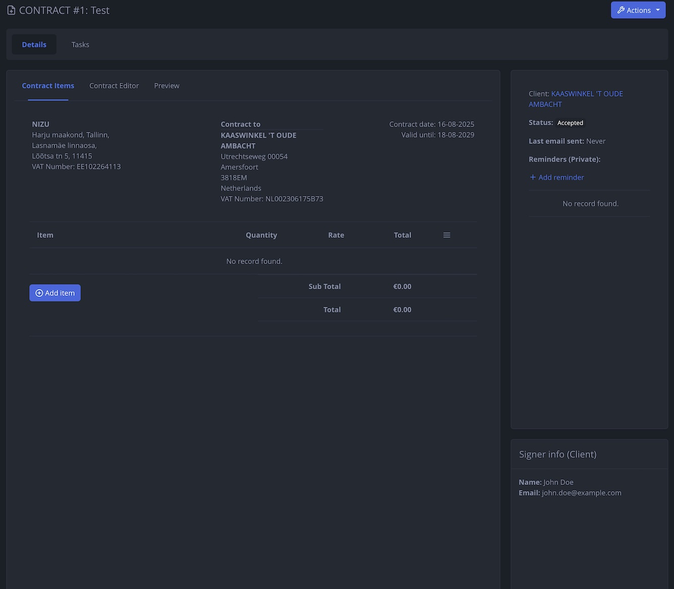 NIZU Contracts App Screenshot