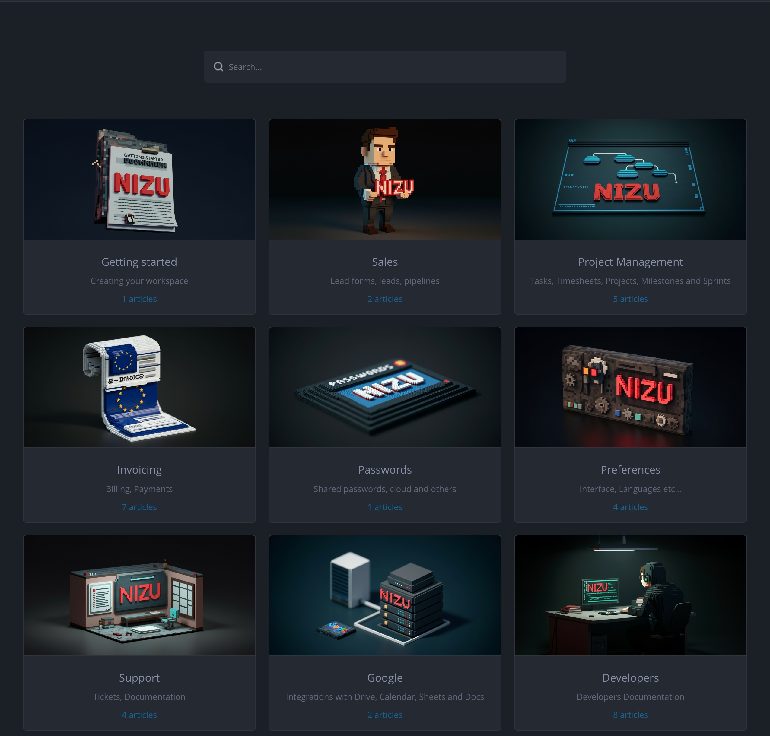 NIZU Documentation App Screenshot