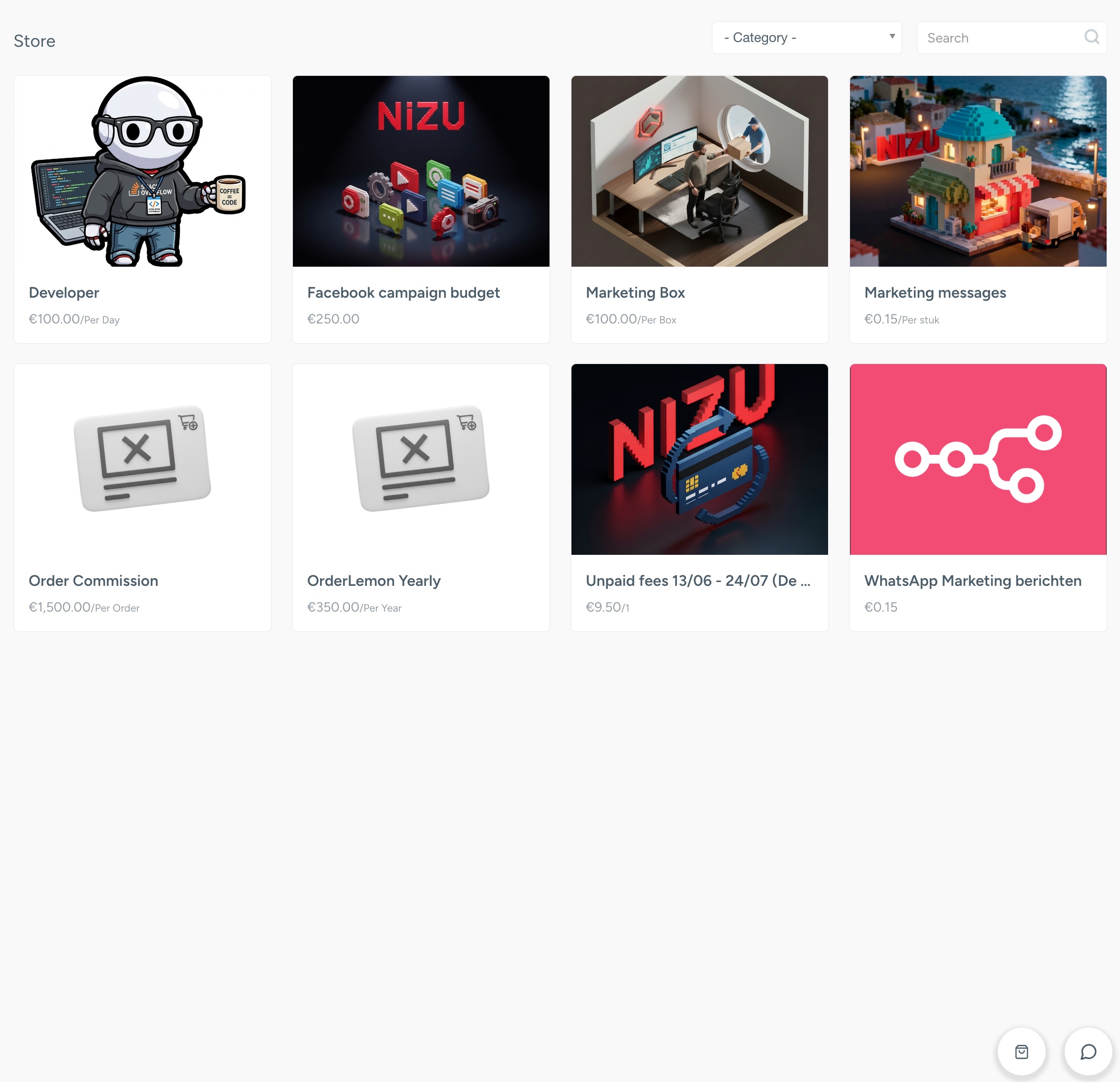NIZU Sales light theme screenshot